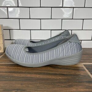 Skechers Kiss Secret Womens Size 8 Shoes Gray Stretch Fit Comfort Wedge Slip On